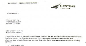 Elevations Credit Union refuses business with medical marijuana dispensaries