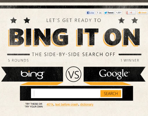Microsoft site pits its Bing against Google, head-to-head