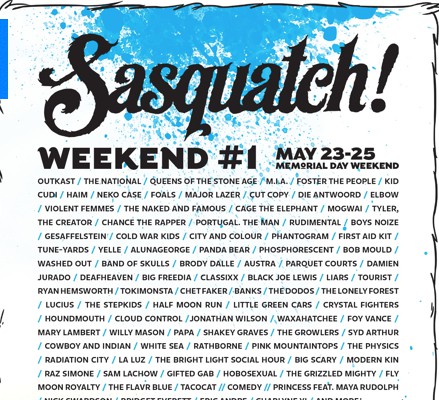 Full lineup for Sasquatch announced