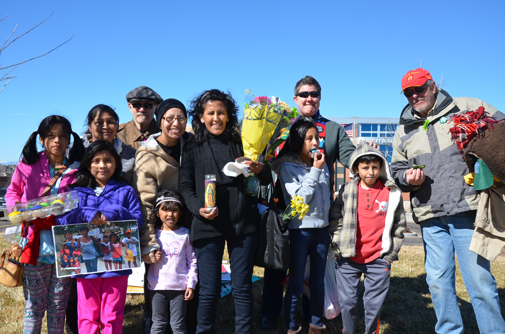 Jeanette Vizguerra celebrates with her kids, friends and supporters. 