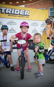 Participants collect their prizes at a Strider race for teens with developmental disability in New Jersey.  