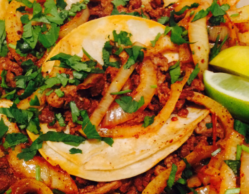 Los Dos Bros taco truck fits the scene