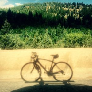 Driving to Tour de Steamboat. 