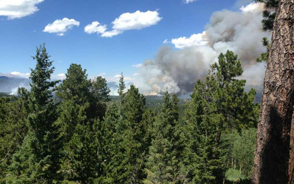 Smoke from the Cold Springs fire on Sunday, July 10, as seen from Ridge Road. 