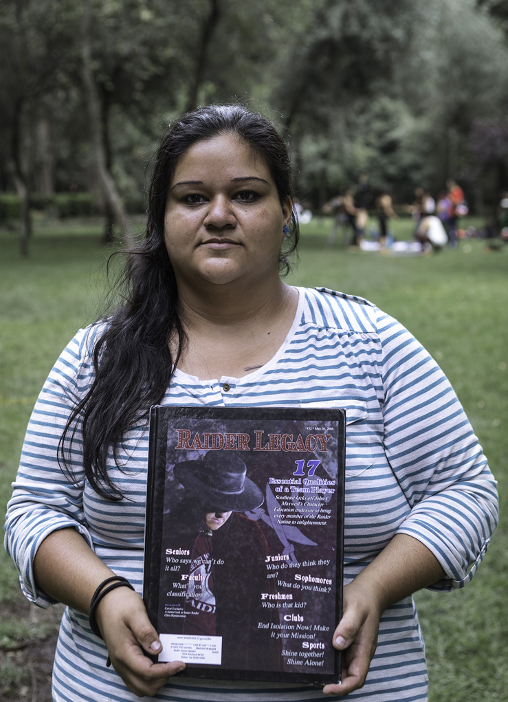 Maggie Loredo with her senior yearbook from Southeast Whitfield High School in Dalton, Georgia. 