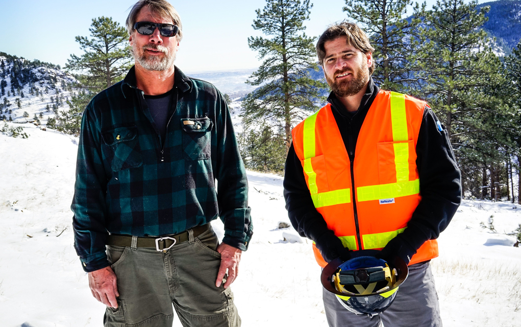 Scott Golden and Stefan Reinold with Boulder County Parks and Open Space at the Betasso Preserve. 