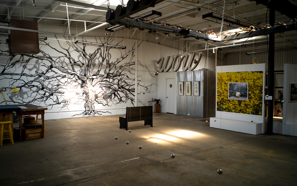 The first of three murals on the main exhibition wall of the BCC warehouse in East Boulder, done by artist Sarah Nicholson.