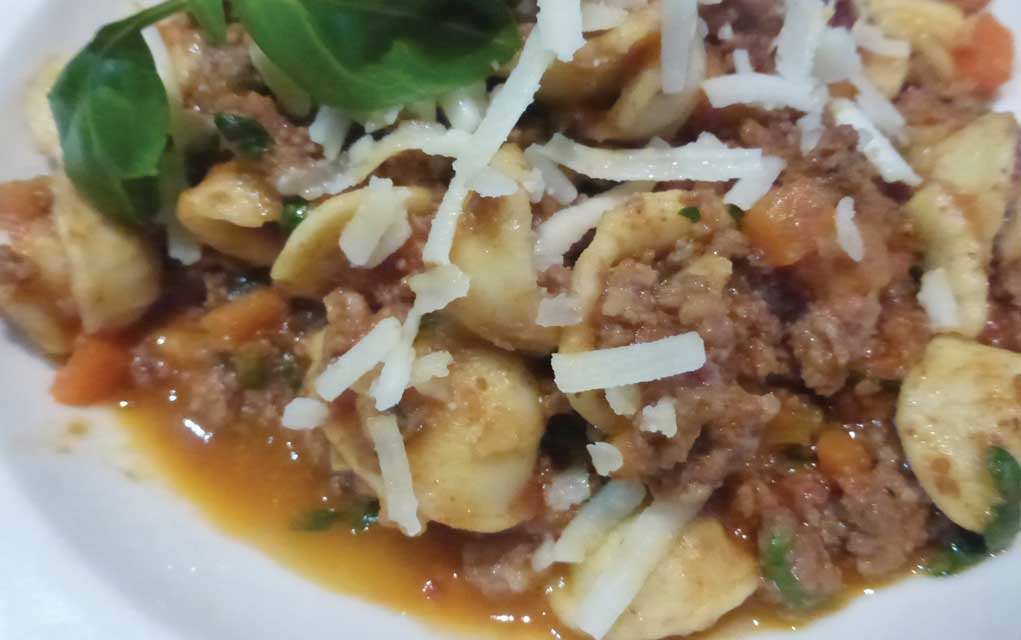 Pasta with Bolognese sauce is on the menu at Arugula restaurant.