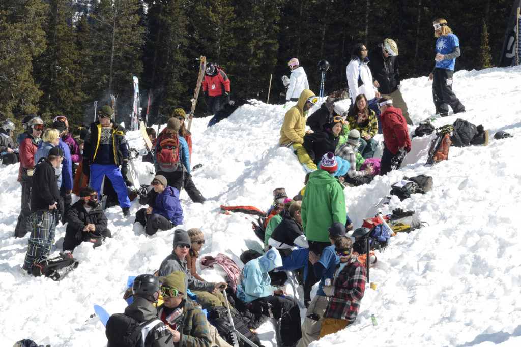 The peanut gallery during a break in competition. Freeriding is essentially what every skier and snowboarder does when they go out with friends, making events like Taos Freeride essential expression sessions for the athletes, an easy to understand concept even for first time spectators.