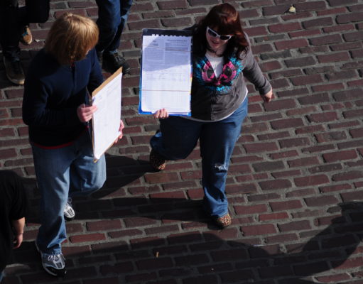 Anti-fracking initiative uses, uh, unpaid petition circulators