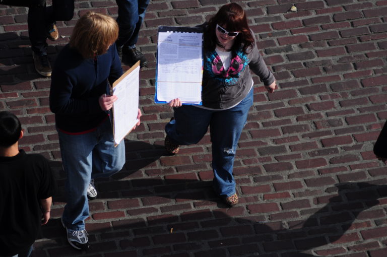 Anti-fracking initiative uses, uh, unpaid petition circulators